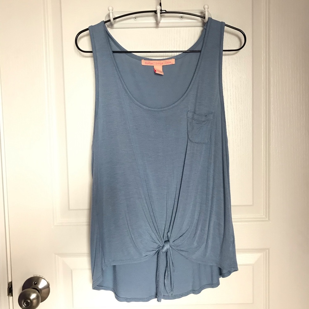 Rebellious One Tie Front Tank Top